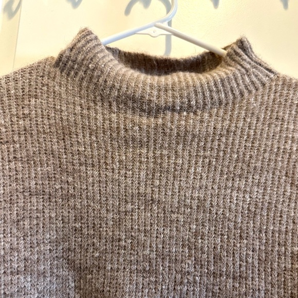 Beige Ribbed Knit Cozy Sweater Dress - Picture 2 of 5